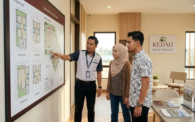 Pasangan muda melawat show unit